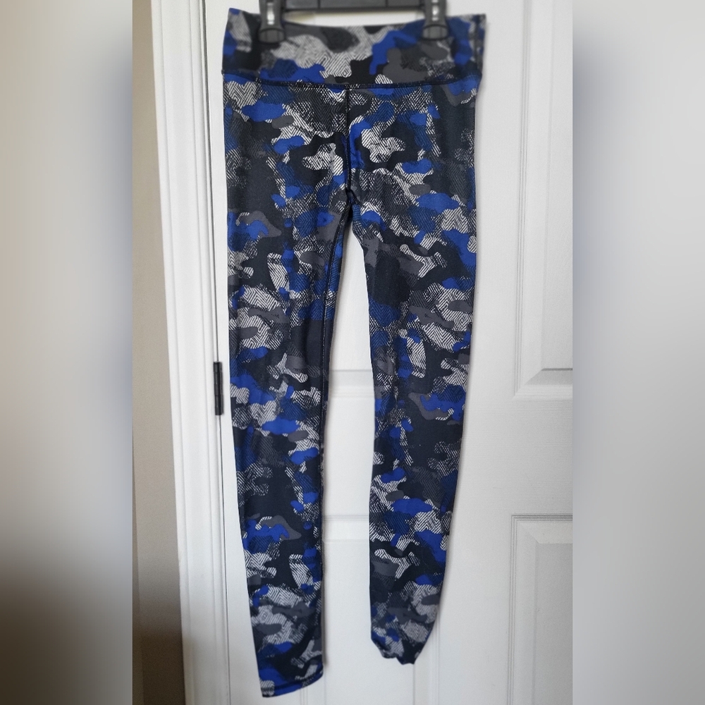 Fabletics Blue and Black Camo Leggings